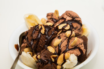 Banana Split in Bowl with Spoon