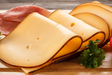 Cheese on cutting board