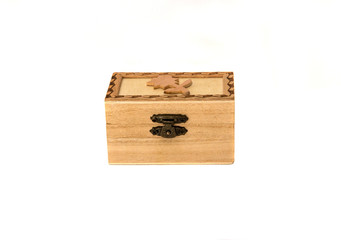 Small wooden box. Isolated over white