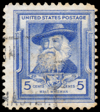 Stamp printed in USA shows Walt Whitman