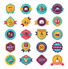 Baby badge banner design flat background set, eps10
