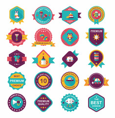 Baby badge banner design flat background set, eps10