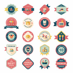 Baby badge banner design flat background set, eps10