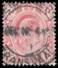 stamp printed in UK shows King George V