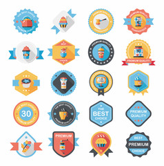 coffee badge design flat background set, eps10