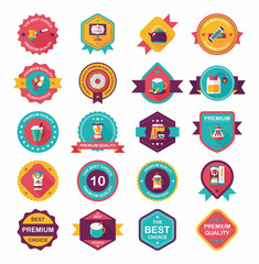 coffee badge design flat background set, eps10