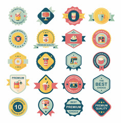 coffee badge design flat background set, eps10