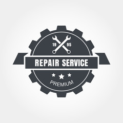 Vintage style car repair service label. Vector logo design templ