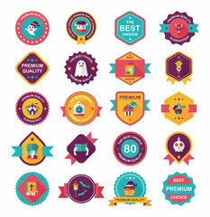 Halloween badge banner design flat background set, eps10