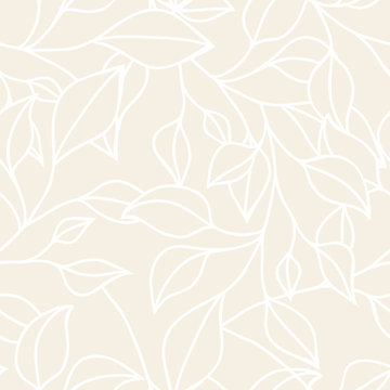 Floral seamless pattern with leaf. Vector neutral pastel  backgr