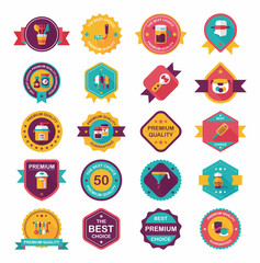 Kitchenware badge flat banner design background set, eps10