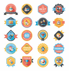 Pet badge flat banner design background set, eps10