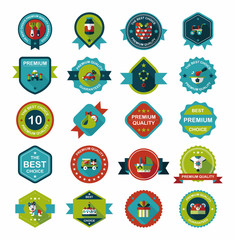 Baby badge banner design flat background set, eps10