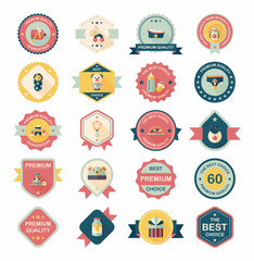 Baby badge banner design flat background set, eps10