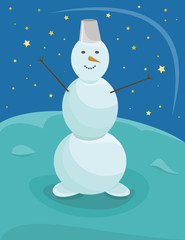 Christmas snowman postcard