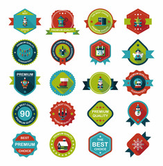 Christmas badge banner design flat background set, eps10