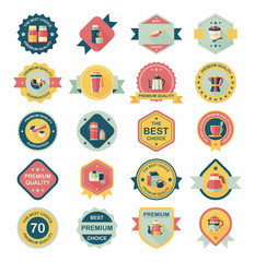 coffee badge design flat background set, eps10
