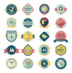 hospital badge banner design flat background set, eps10