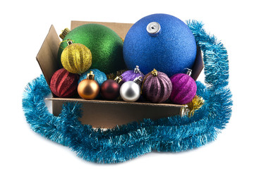 new-year decorations in a box