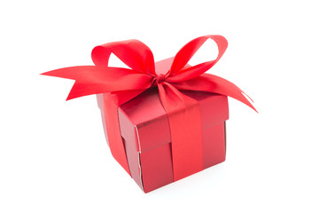 Red gift box isolated on white background