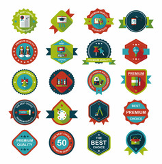 School badge banner design flat background set, eps10