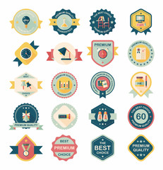 School badge banner design flat background set, eps10