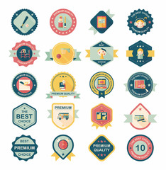 School badge banner design flat background set, eps10