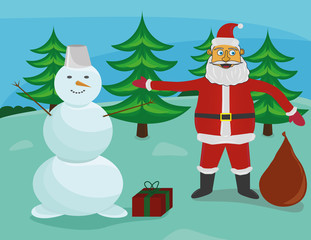 Santa Claus with snowman