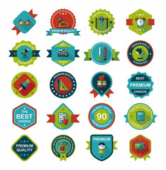 School badge banner design flat background set, eps10