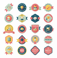 School badge banner design flat background set, eps10