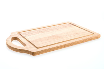 Wooden cutting board isolated on white background