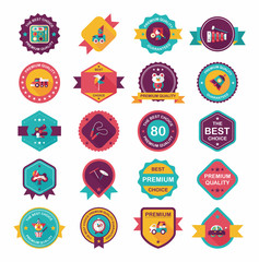Toy badge banner design flat background set, eps10