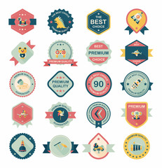 Obraz premium Toy badge banner design flat background set, eps10