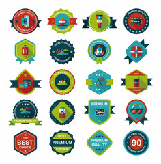 Travel badge banner design flat background set, eps10