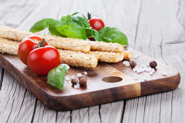 Italian grissini bread sticks