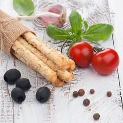 Italian grissini bread sticks