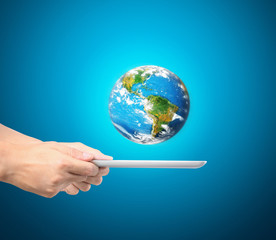 Man holding tablet computer ,Some components of this image are p