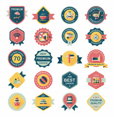Travel badge banner design flat background set, eps10