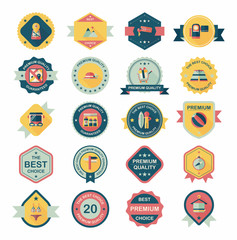 Travel badge banner design flat background set, eps10