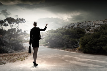 Businesswoman on road