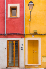 Colorful house with doors and windows