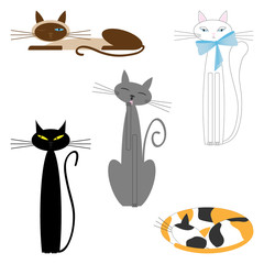 vector cartoon cats set