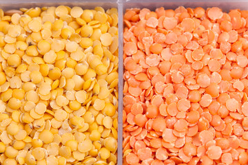 Red and yellow lentils