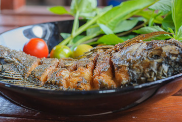 Fried fish in plate