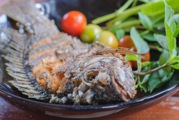 Fried fish in plate
