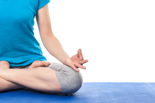 Close up of yoga Padmasana (Lotus pose) with  Chin Mudra - psych