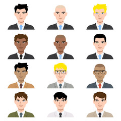 Men avatar, vector illustration set collection