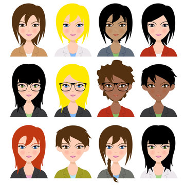 Women avatar vector illustration set collection
