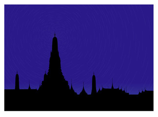 Wat arun in night with startails