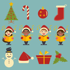 Christmas icons set collection